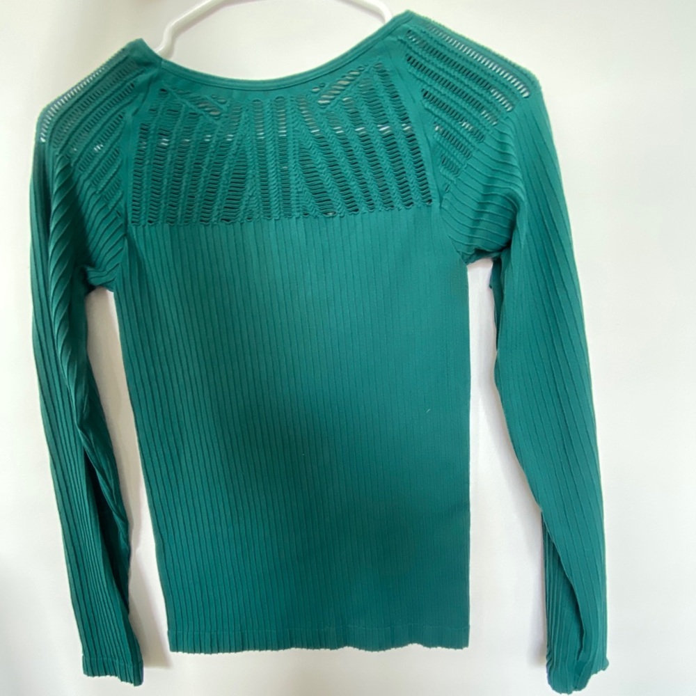 Express Emerald/Teal Cut Out Long Sleeve - Picture 2 of 2
